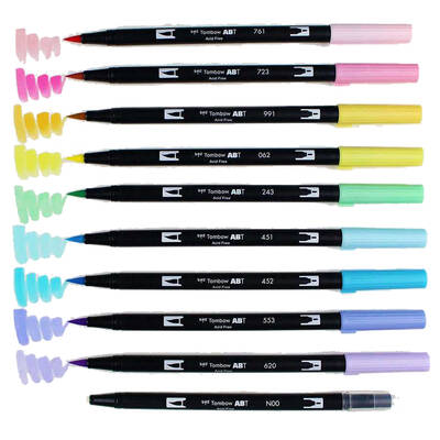 Tombow AB-T Dual Brush Pen Grafik Kalem Seti Pastel (Pastel Renkler) 10 renk - 2