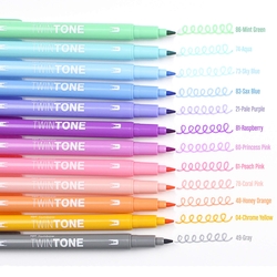 Tombow Twin Tone Dual Grafik Kalem Seti Pastels (Pastel Renkler) 12 Renk - 2
