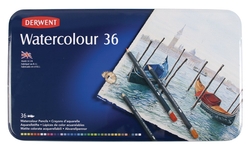 Derwent Watercolour 6,9 Mm Sulu Kuru Boya Kalemi Metal Kutu 36 Renk - Thumbnail