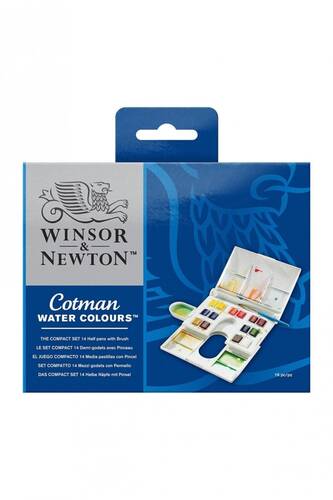 Winsor Newton Cotman Compact Set 14'lü Yarım Tablet Sulu Boya Seti - 1