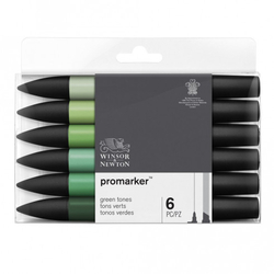Winsor Newton Promarker Yeşil Tonlar 6'lı Set - Thumbnail